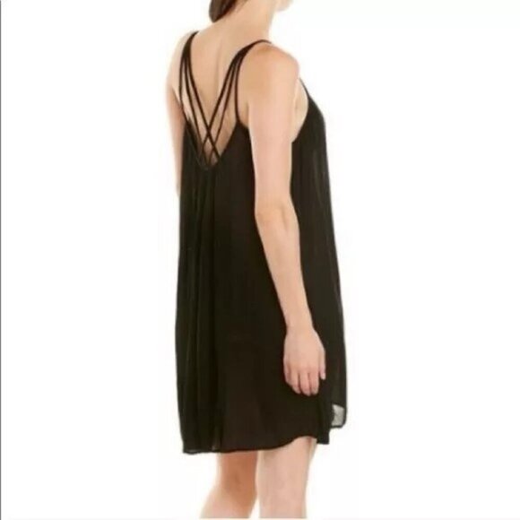 Black Strappy Criss Cross Back Flowy Dress - Picture 1 of 7